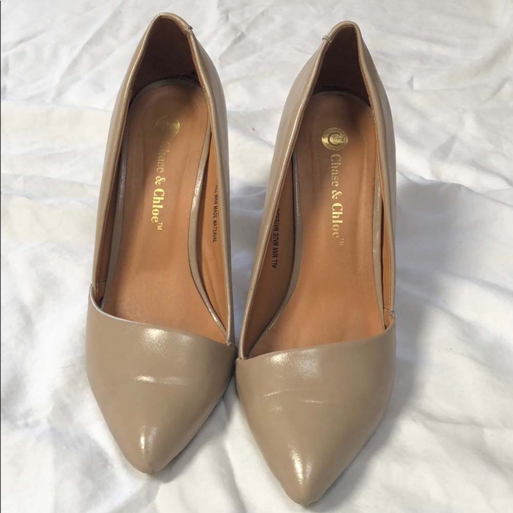 Nude pleather D’Orsay pumps